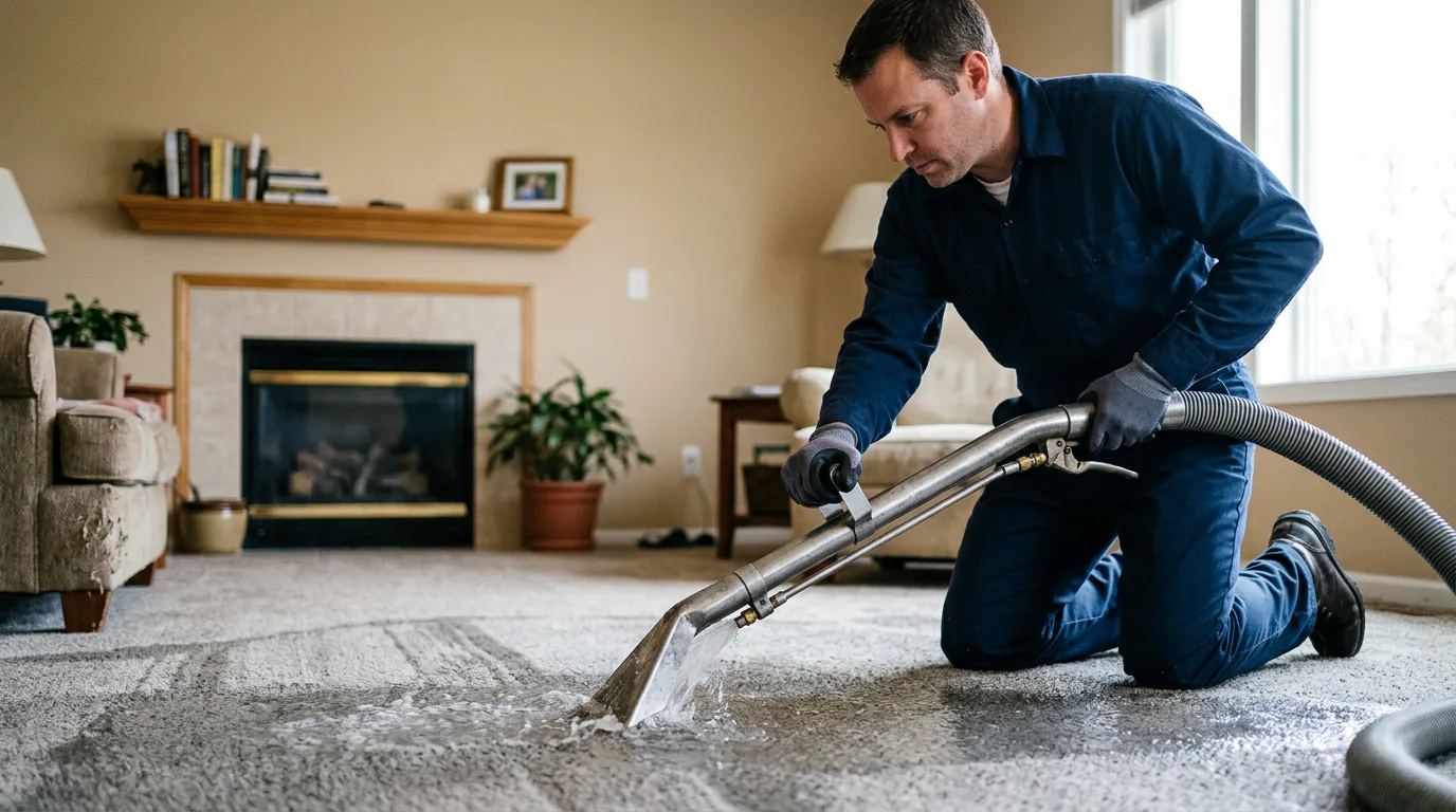 Water damage restoration technician working near Skagway, AK